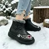 Nuevos zapatos de algodón de invierno transfronterizos suaves de caña media-baja para mujer, antideslizantes, engrosados, forrados de felpa, cálidos, elegantes, de ajuste holgado, botas de algodón para mamá