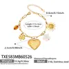 Estilo Novo Europeu e Americano Coração Texturizado Dupla Face Pingente DIY com Múltiplos Acessórios Conjunto de Pulseira e Colar Aço Inoxidável Banhado a Ouro Real 18K