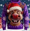 Popular Sudadera Cruzada Europea y Americana Otoño e Invierno Nueva Sudadera Pulóver con Cuello Redondo de Moda Estampado 3D para Mujer Navidad Calle