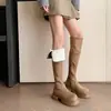 Gigante beleza gigante fino! Botas de Neve de Lã de Cordeiro Quente com Forro de Fleece de Uso Duplo Fivela de Cinto Plataforma de Camurça Botas até o Joelho