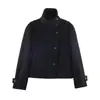 Fabricante mayorista de ropa para mujer transfronteriza otoño 2026 nuevo moda casual estilo europeo y americano abrigo corto con cuello alto
