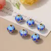 Cuentas de flor azul quemado cloisonné fresco, cuentas redondas, cuentas redondas de gota de aceite, esmalte azul quemado, accesorios para joyería DIY, venta al por mayor