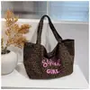 Bolsa de Compras de Verano Fresca con Estampado de Letras y Lunares INS, Bolso de Hombro Único con Bolsillo Interior con Cremallera de Doble Capa