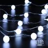 Cadena de luces LED para exteriores, para acampar, con forma de bola redonda, de colores, resistente al agua, con batería de bajo voltaje y control remoto, color blanco