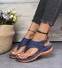 Sandalias Transpirables para Mujer de Talla Grande, Tanga Bordado de Color Sólido 2025 Nuevo, Hecho en Fábrica, Transfronterizo