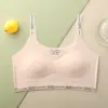 Roupa íntima para meninas em fase de desenvolvimento, Sutiãs para jovens meninas, Camisetas pequenas de seda gelada finas para crianças do ensino fundamental e médio