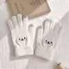Guantes Calientes de Otoño e Invierno, Lindo Rostro Sonriente de Peluche Sin Dedos para Pantalla Táctil, Guantes de Ciclismo de Punto Resistentes al Frío, Cinco Dedos Color Sólido Venta al por Mayor