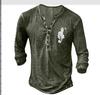 Camiseta holgada de manga larga digital 3D de talla europea para hombre, de comercio exterior, para otoño e invierno, deportiva, sin cuello, informal, de talla grande