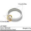 Hebilla de Anillo de Acero Inoxidable 304 Europea y Americana de Dos Tonos para Mujer Nicho Lujo Ligero Sensación de Alta Gama Anillo de Acero de Titanio Sencillo No se Desvanece
