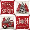 Funda de almohada navideña más vendida transfronteriza con estampado festivo de Papá Noel, funda de almohada para decoración del hogar, venta al por mayor directa del fabricante