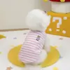 Chaleco Delgado para Perros Mascotas, Ropa Delgada para Gatos, Ropa de Primavera y Verano, Suministros para Mascotas, Chaleco de 25 Rayas con Oso Bordado