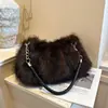 Bolso de Felpa a la Moda Otoño e Invierno Bolso de Mano Bolso de Pelo Largo Elegante y Lindo Bolso Nuevo Bolso Cruzado Bolso de Hombro Bolso Peludo Nicho