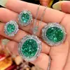 2026 Nuevo ZHUANGSHENGSHENG Joyería Base de Cobre Incrustada Anillo Colgante Verde Paraíba Simulada Juego Principal 8*10 18*20