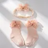 Nueva diadema popular transfronteriza para bebés y niñas pequeñas de tul con perlas, estilo coreano, no aprieta, alta elasticidad, fresca y linda