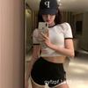 Conjunto de Camiseta de Manga Curta de Verão para Mulheres 2021 Novo Slim-Fit Top Branco + Shorts Conjunto de Duas Peças Urbano Casual