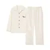 Algodón Puro2026 Nuevo Estilo Pijama de Hombre Primavera/Otoño Manga Larga Pantalón Largo Simple Casual Tallas Grandes Ropa de Casa Se Puede Usar al Aire Libre