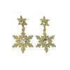 Nuevos Aretes de Copo de Nieve Doble de Diamantes Completos con Atmósfera de Otoño e Invierno para Mujer Aretes de Diamantes de Estrella de Seis Puntas Aretes Elegantes de Nicho Aretes