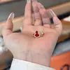 Anillo de calabaza retro estilo chino nuevo Fulu ágata roja ágata blanca incrustado con diamantes completos simple moda alta calidad anillo para el dedo de comida