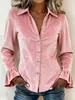 2026 Roupas Femininas Transfronteiriças Europeias e Americanas Outono e Inverno Novo Estilo Feminino Casual Gola Lapela Mangas Sino Veludo Coreano Camisa com Botão Top Feminino