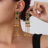 Pendientes de Borla y Cuentas con Diseño Étnico Exagerado Transfronterizo Estilo Retro Clásico con Colgante de Gota de Agua Nuevos Pendientes de Moda Nepalesa para Mujer