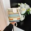 Bolso Tejido de Color Contrastante para Mujer Verano 2026 Nuevo de Moda Bolso de Paja para Teléfono Móvil Estilo Coreano Nicho Bolso Cruzado Simple