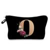 2022 Nueva Moda Creativa Bolsa de Almacenamiento Portátil Bolsa de Lavar para Set Bolsa Cosmética con Estampado de Letras Negro Dorado