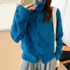 Ropa de mujer, estilo Dongdaemun coreano, alta calidad, cárdigan suéter simple de cuello alto, prenda exterior para mujer, colores mezclados, estilo relajado y casual