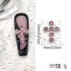 Acessórios de Unhas Cruzados de Liga Metálica Tridimensional com Strass Transfronteiriços, Decorações de Unhas de Coração Vazado de Luxo Leve, Atacado