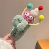 Grampo de Cabelo de Pelúcia Desenho Animado Olhos Grandes Bola de Carvão Presilha de Cabelo para Traseira da Cabeça Feminina Grampo de Cabelo Divertido Presilha de Tubarão Fofa Acessório de Cabeça