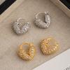 Aretes de Corazón Europeos y Americanos para Mujer, Moda de Lujo Accesible, Nuevos Aretes Nicho 2024 Incrustados con Diamantes, Aretes Elegantes y de Alta Gama
