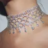 Collar de Múltiples Capas Full-Diamond de Lujo Ligero y de Gama Alta para Mujer, Gargantilla, Cadena para Clavícula Elegante Versátil para Boda y Banquete Nupcial