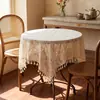 Toalha de Mesa de Algodão Ponto Cruz Mesa de Chá Retrô Americano Tricô Vazado Toalha de Mesa Renda de Luxo Leve Toalha de Mesa Redonda Retangular Mesa de Jantar