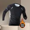 Roupas Fitness Masculinas Outono Inverno Veludo Quente Justa Roupa Esportiva Secagem Rápida Equipamento de Corrida Roupas de Treino para Basquete Corrida