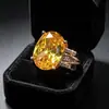 Joyería popular europea y americana doble fila diamante brillante huevo de paloma diamante de imitación ovalado anillo abierto anillo abierto para mujer