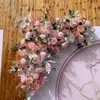 Arreglo floral de piso para boda, decoración de fila de flores rosas, flores de boda, flores artificiales, decoración de pasillo, ambientación, arte floral de escenario T
