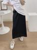 Falda Larga Adelgazante Miyake para Mujer, Estilo Verano, Cintura Elástica, Color Sólido, Versátil, Gama Alta, Falda Recta Elegante, Falda Larga