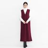 Outono e inverno estilo coreano novo vestido sem mangas com decote em V desgaste externo das mulheres over-the-knee colete vestido cor sólida vestido de fenda traseira plus size