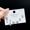 SLBABY exquisitos aretes pequeños con incrustaciones de diamantes, tres pares, aguja de plata s925, elegantes, simples, aretes múltiples