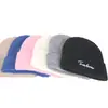 Gorro de Otoño e Invierno para Hombre y Mujer de Lana Tejida sin Pompón Bordado con Letra Gorro de Punto Cálido Moda Coreana Gorro de Moda