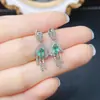 Venta al por mayor de fábrica, Pendientes de esmeralda natural más vendidos con incrustación de plata S925, Piedra principal 3*5, Joyería lujosa, Venta directa de fábrica