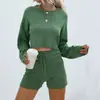 Bai Fen Zhi Yi Conjunto de Dos Piezas de Manga Larga Transfronterizo de Amazon, Conjunto de Pantalones Cortos Casuales de Moda para Otoño e Invierno, Verde