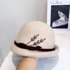 Elegante Boina Retrô de Espiga de Trigo para Mulheres, Chapéu de Feltro de Lã Australiana para Outono e Inverno, Chapéu Robusto de Modo Duplo, Chapéu Versátil de Aeromoça