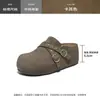 Zapatos Mula de Suela Gruesa Aogushi Deng para Mujer 2026 Nuevo Otoño Retro que Aumentan la Altura Perezosos Slip-on de Punta Cerrada Medias Zapatillas