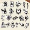 Série Preto e Branco de Venda Quente Transfronteiriça Patches Bordados Estilo Punk Personagem Caveira Olhos Adesivo Termofusível Patches de Decoração para Roupas