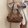 Bolsa tote de mão popular estilo coreano deste ano para mulheres, novidade Outono 2026, bolsa de ombro única color block patchwork, bolsa transversal para o dia a dia