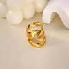 Anillo Popular de Diseño de Línea Geométrica Acero Inoxidable Chapado en Oro de 18 Quilates Simple Abierto Ajustable Anillo de Estilo Metálico para Mujeres