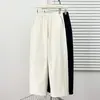 [Oferta Especial] Calça Reta Feminina Plus Size de Algodão Lavado com Cintura Elástica Estreita Emagrecedora Nova para Primavera 9430
