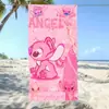 Toalla de Baño Absorbente de Agua de Secado Rápido para Niños con Dibujos Animados Transfronterizos Temu Lilo y Stitch Ángel Bebé Stitch Toalla de Playa