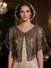 Capa de lentejuelas estilo europeo y americano para vestidos de noche, versátil sobrecapa corta tipo bolero, capa para banquetes