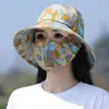 Chapéu de Palha Floral Fino para Colher Chá, Chapéu de Sol Respirável de Verão Anti-UV para Mulheres, Chapéu de Pescador com Proteção Solar para Exterior Venda por Atacado